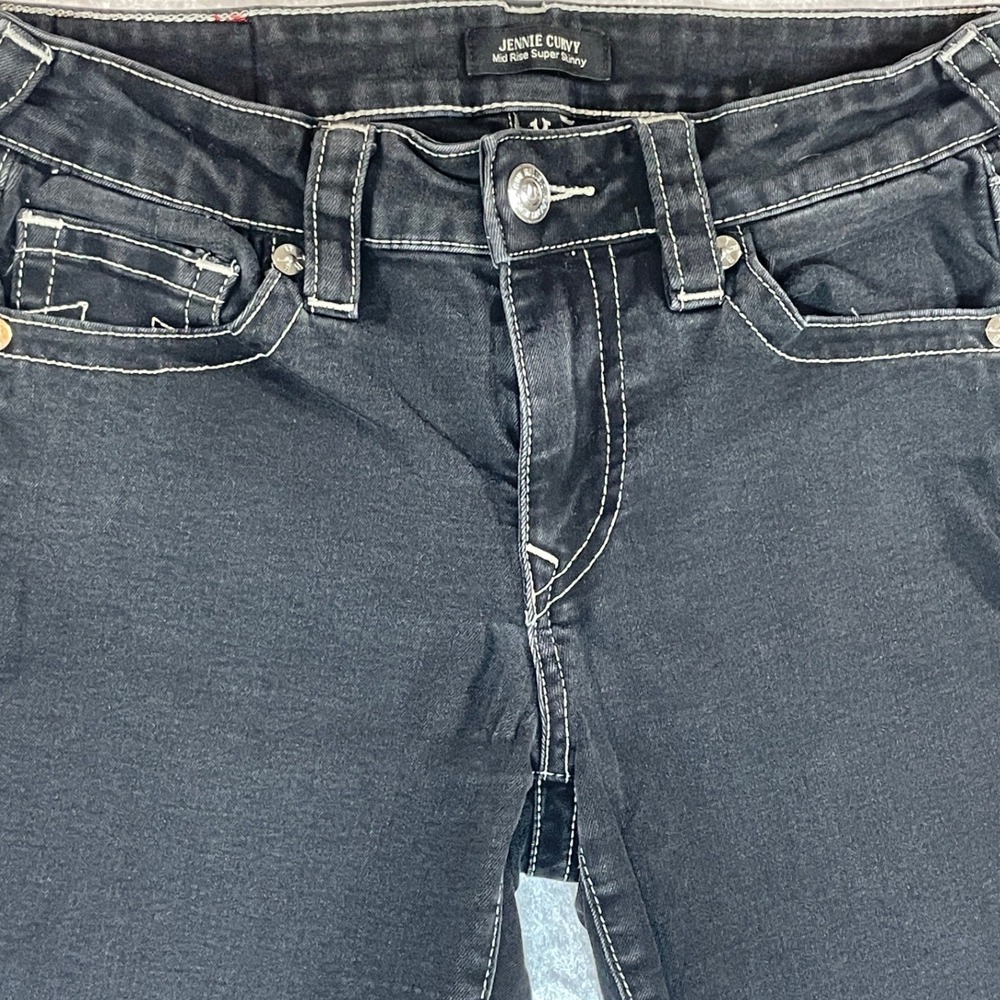 True Religion Jennie Curvy Super Skinny Jeans Womens 28 Black Excellent Contrast
